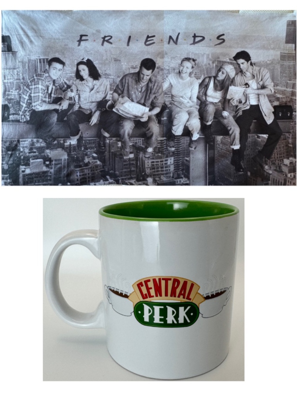 FRIENDS Lot Central Perk Mug + Blanket Lunch Atop a Skyscraper (6.5ft)